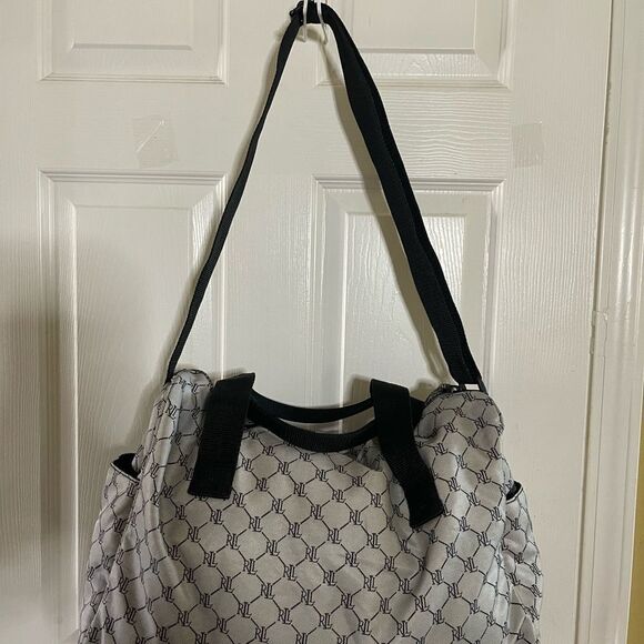 Ralph Lauren Monogram weekender carry all Shoulder Bag -  gray & black - Picture 4 of 16